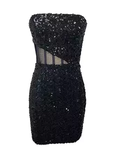 Мини-платье Cherie с сетчатыми вставками и пайетками Dress The Population, черный