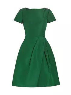 Шелковое платье из фай и вырезом «бато» Chalet Carolina Herrera, цвет racing green