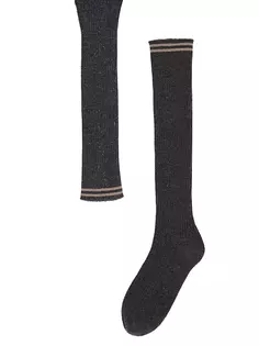 Сверкающие кашемировые носки в рубчик Brunello Cucinelli, серый