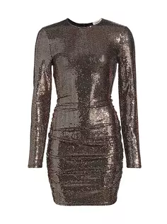 Мини-платье Sunny с пайетками и длинными рукавами L&apos;Agence, цвет black bronze sequin L'agence