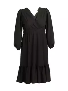 Креповое платье миди с длинными рукавами Portia Kiyonna, черный