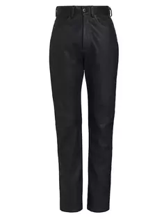 Кожаные брюки Maddie с высокой посадкой 3X1, цвет noir