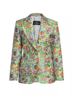 Блейзер из габардина с цветочным принтом Tree of Life Etro, цвет multicolor floral