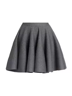 Мини-юбка в рубчик со складками Alaïa, серый