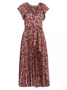 Плиссированное платье миди Demetria с цветочным принтом Derek Lam 10 Crosby, мультиколор
