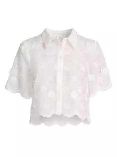 Укороченная рубашка с цветочным принтом и люверсами Milly, белый