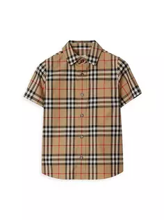 Рубашка в клетку на пуговицах Little Boy&apos;s &amp; Boy&apos;s Owen Burberry, цвет archive beige check