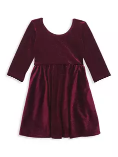 Бархатное блестящее закрученное платье для маленьких девочек и девочек Worthy Threads, цвет burgundy sparkle