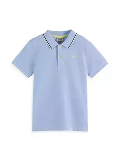 Двухцветная рубашка-поло для маленьких мальчиков и мальчиков Scotch &amp; Soda, синий