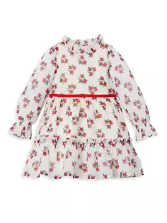 Шифоновое платье с розовой бархатной отделкой для маленьких девочек, маленьких девочек и девочек Janie And Jack, белый