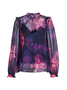 Шелковая блузка с цветочным принтом Sandy Cami Nyc, цвет electric floral