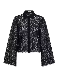 Кружевная блузка Carter с рукавами-колокольчиками L&apos;Agence, черный L'agence