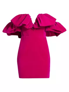 Бархатное мини-платье Golden Hour со сборками Line &amp; Dot, пурпурный
