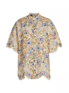 Рубашка Junie с цветочным принтом и крючком Zimmermann, синий