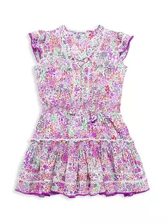 Мини-платье Anais для маленьких девочек и девочек Poupette St Barth, цвет white lavender nature