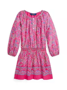 Присборенное платье с принтом пейсли для маленьких девочек и девочек Polo Ralph Lauren, цвет deco paisley