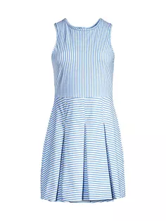 Полосатое плиссированное теннисное платье Addison Bay, белый