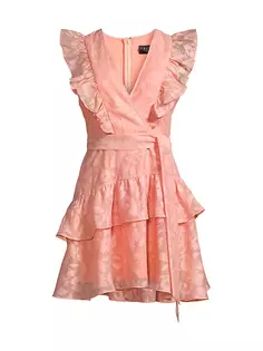 Мини-платье из органзы с развевающимися рукавами Laundry By Shelli Segal, цвет mellow rose