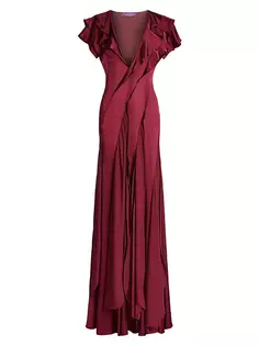 Коктейльное платье с драпировкой Josef Ralph Lauren Collection, малиновый