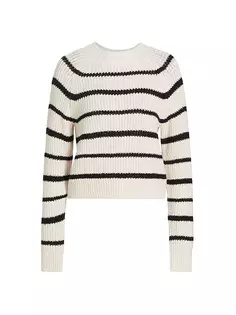 Полосатый свитер из смесового хлопка Vince, цвет pampas black