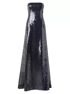 Платье без бретелек с жидкими пайетками Akris, черный