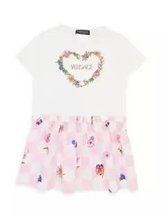 Платье-футболка с логотипом Little Girl&apos;s &amp; Girl&apos;s Heart Versace, белый