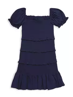 Платье Laila со сборками для девочек Katiej Nyc, темно-синий