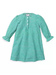 Фланелевая ночная рубашка Beatrice в мелкую клетку для малышей, маленьких девочек и девочек Petite Plume, зеленый