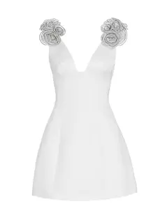 Расклешенное мини-платье Happiness Rosette Elliatt, слоновая кость
