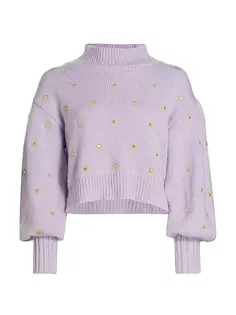 Зеркальный свитер с объемными рукавами Farm Rio, цвет soft lilac