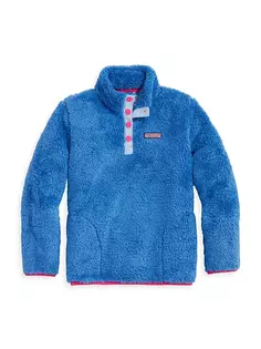 Пуловер с полукнопками из шерпы для маленьких девочек и девочек Vineyard Vines, синий