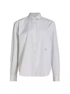 Полосатая рубашка с высоким и низким вырезом Toteme, цвет navy stripe