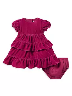 Многоярусное бархатное платье для девочки Janie And Jack, розовый