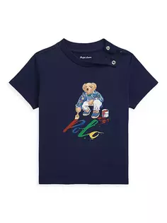 Футболка-поло с медвежонком для маленьких мальчиков Polo Ralph Lauren, синий