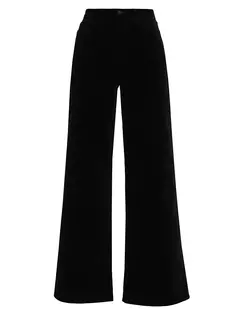 Бархатные широкие брюки Maghra с высокой посадкой L&apos;Agence, цвет noir L'agence