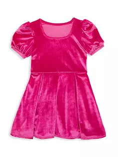 Бархатное платье с короткими рукавами для девочек Flowers By Zoe, ярко-розовый