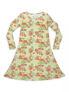 Платье с длинными рукавами Apple Orchard для маленьких девочек и девочек Bellabu Bear, светло-зеленый