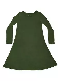 Платье Evergreen с длинными рукавами для маленьких девочек и девочек Bellabu Bear, темно-зеленый