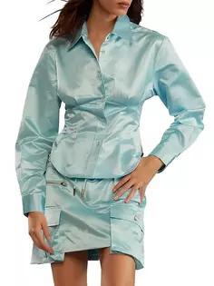 Блуза-корсет из хлопка и шелка Cynthia Rowley, синий