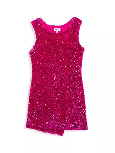 Асимметричное платье миди с пайетками для девочки Mia New York, цвет berry