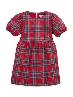 Платье в клетку из тафты с пышными рукавами для маленьких девочек и девочек Vineyard Vines, красный