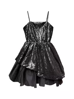 Вечернее платье с пайетками для девочек в стиле пик-а-бу Un Deux Trois, черный