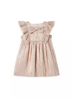 Платье с металлизированным плиссированным бантом для маленьких девочек, маленьких девочек и девочек Janie And Jack, розовый