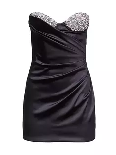Мини-платье без бретелек, украшенное кристаллами Area, черный