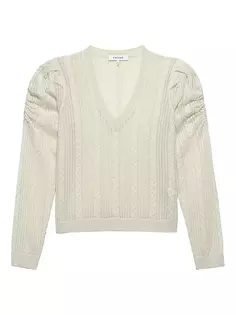 Кашемировый свитер косой вязки в стиле пуантелле Frame, цвет off white