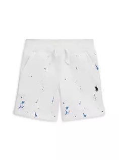 Флисовые шорты Little Boy&apos;s и Boy&apos;s с брызгами краски Polo Ralph Lauren, цвет deckwash white