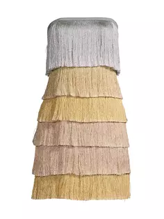 Мини-платье Nuoir с металлизированной бахромой Milly, цвет golden ombre