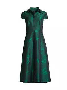 Жаккардовое платье-миди с цветочным принтом Aidan Mattox, мультиколор