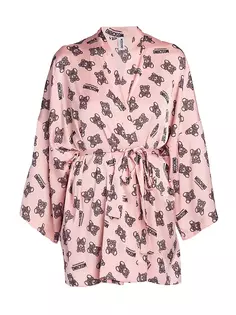 Атласный халат с принтом Moschino, цвет fantasy pink print