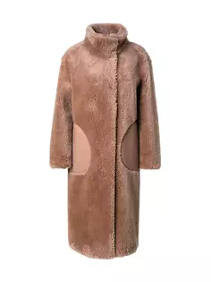 Пальто из искусственного меха и шерсти Akris Punto, цвет malt